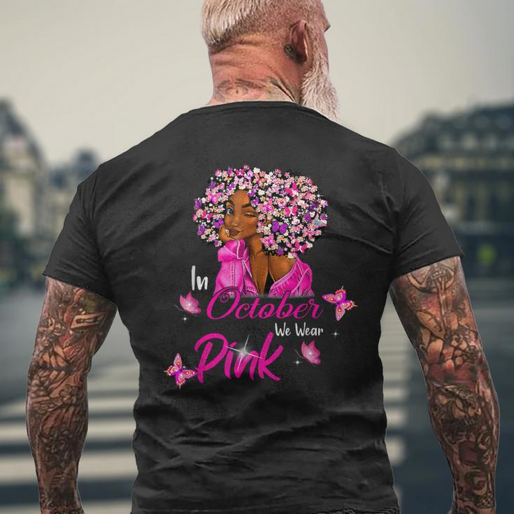 Bc Breast Cancer Awareness In October We Wear Pink Black Women Cancer Mens Back Print T-shirt Gifts for Old Men