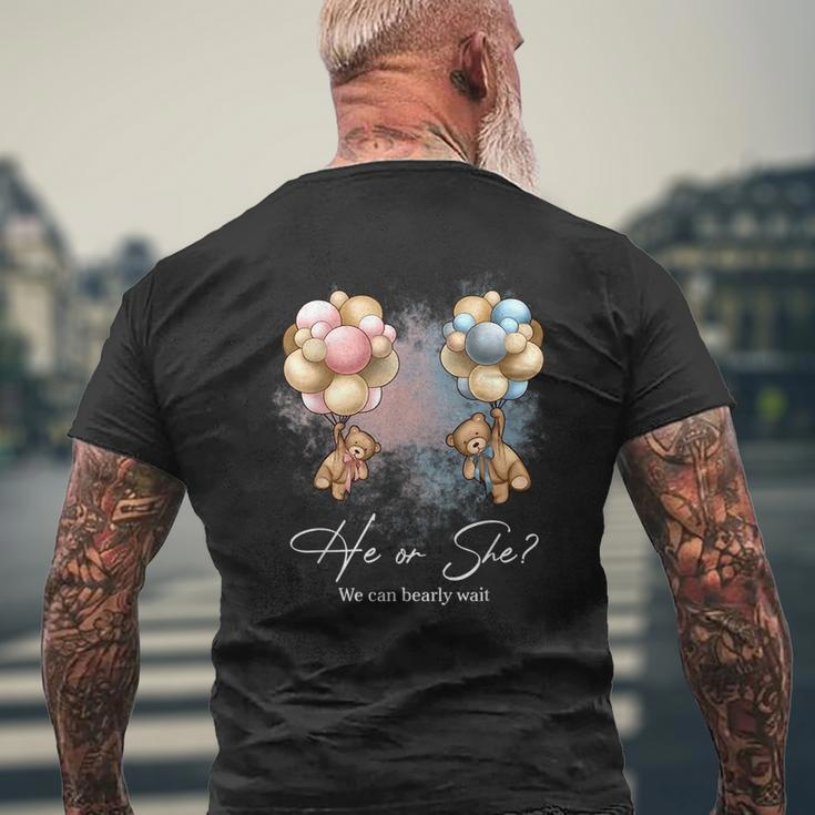 Bears Balloons We Can Bearly Wait Gender Reveal Mens Back Print T-shirt Gifts for Old Men
