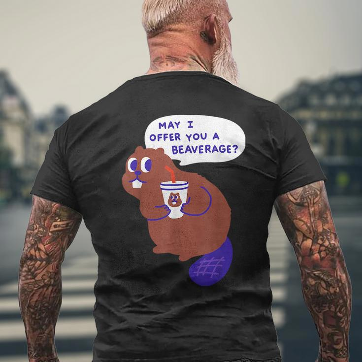 Beaver Offers A Beverage Mens Back Print T-shirt Gifts for Old Men