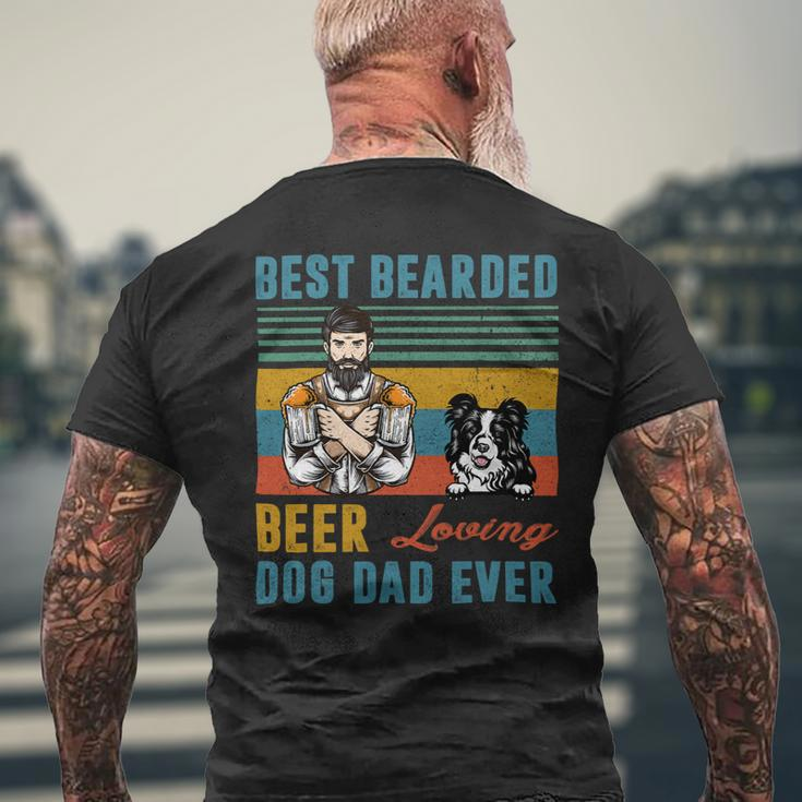Beer Best Bearded Beer Loving Dog Dad Ever Border Collie Dog Love Mens Back Print T-shirt Gifts for Old Men