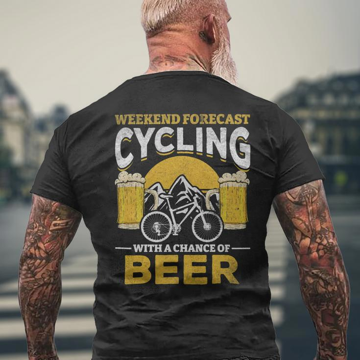 Beer Bicyclist Weekend Forecast Cycling With A Chance Of Beer Mens Back Print T-shirt Gifts for Old Men