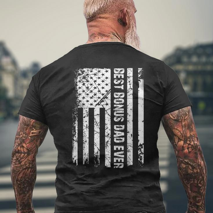 Best Bonus Dad Ever American Flag Father Day Men's Back Print T-shirt Gifts for Old Men