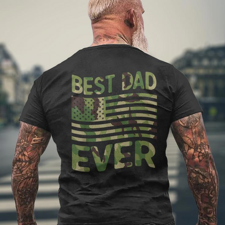 Best Dad Ever Fathers Day Gift American Flag Military Camo Mens Back Print T-shirt Gifts for Old Men