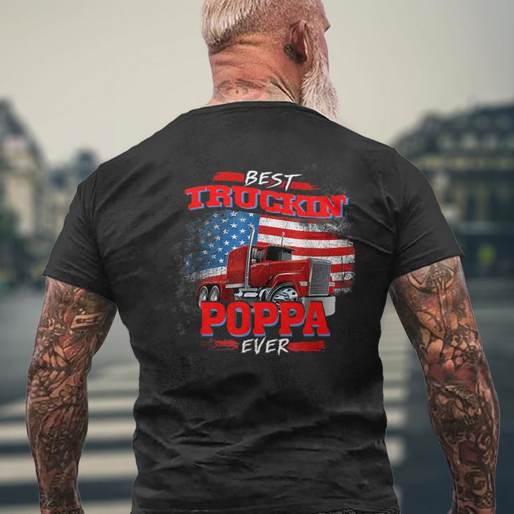 Best Trucking Poppa Ever Truck Driver Fathers Day Gift Mens Back Print T-shirt Gifts for Old Men
