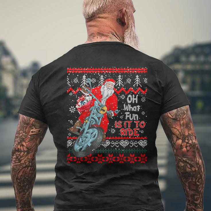Biker Santa Motorcycle Ugly Christmas Sweater Men's T-shirt Back Print Gifts for Old Men
