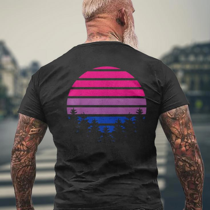 Bisexual Flag Retro Sunset Lgbt Bi Pride Gifts Mens Back Print T-shirt Gifts for Old Men