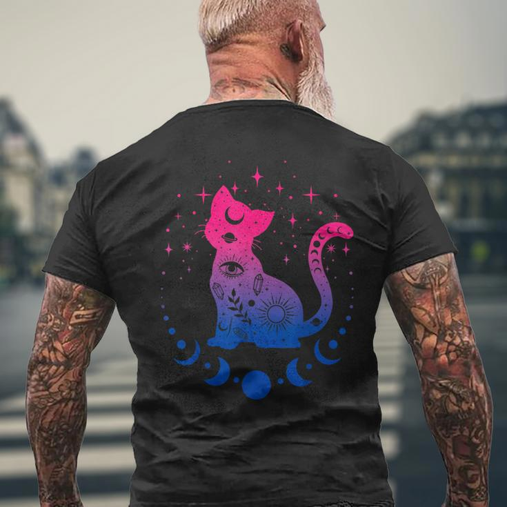 Bisexual Pride Flag Colors Astronomy Cat Mens Back Print T-shirt Gifts for Old Men
