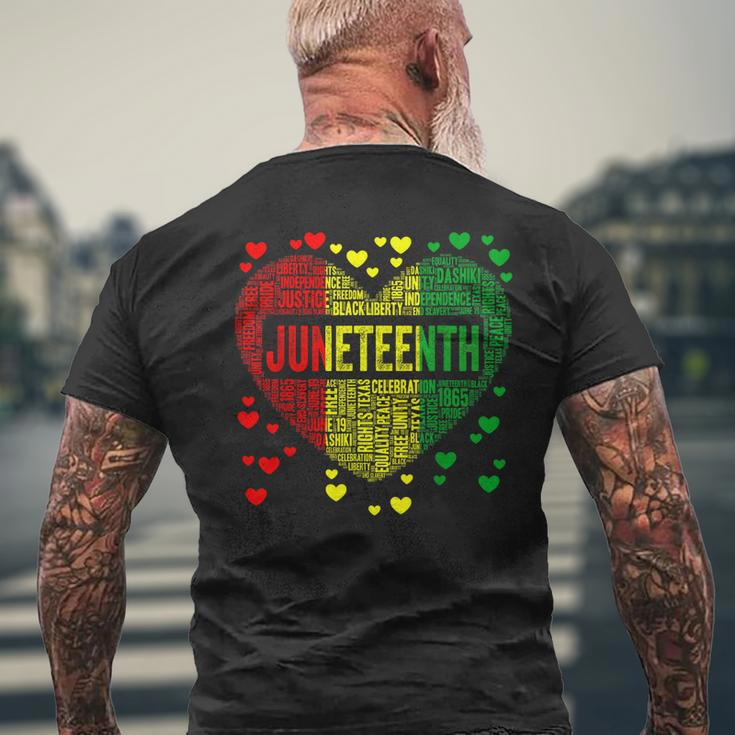Black History Heart Junenth Melanin African American Mens Back Print T-shirt Gifts for Old Men