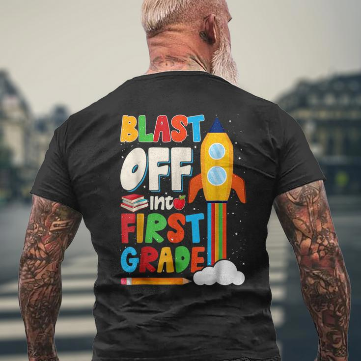 Blast Off Into 1St Grade First Day Of School Kids Mens Back Print T-shirt Gifts for Old Men