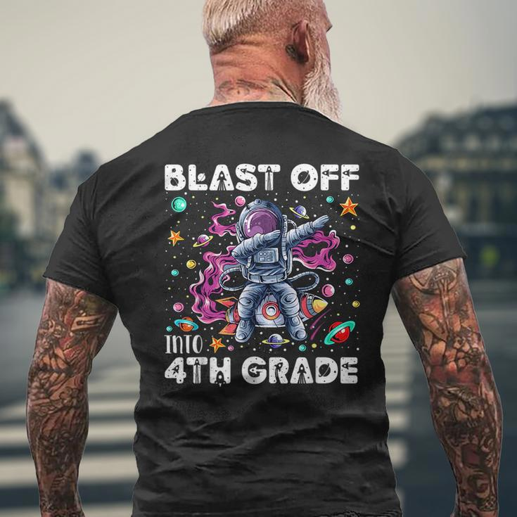 Blast Off Into 4Th Grade First Day Of School Space Rocket Mens Back Print T-shirt Gifts for Old Men