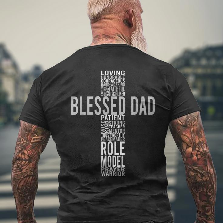 Blessed Loving Dad Cross Inspiration Mens Back Print T-shirt Gifts for Old Men