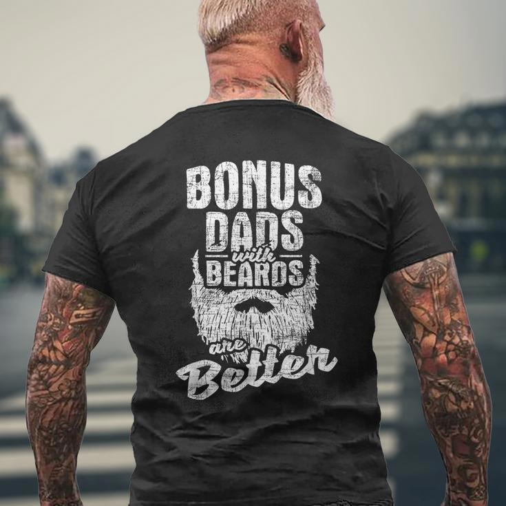 Bonus Dads With Beards - Fatherhood Stepdad Stepfather Uncle Mens Back Print T-shirt Gifts for Old Men