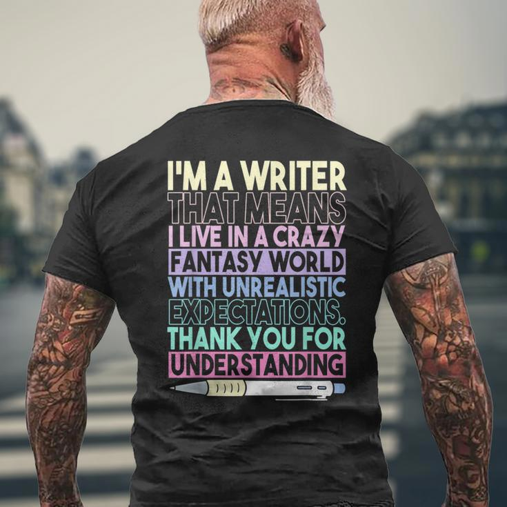 Book Author Novelist | Im A Writer Writer Funny Gifts Mens Back Print T-shirt Gifts for Old Men