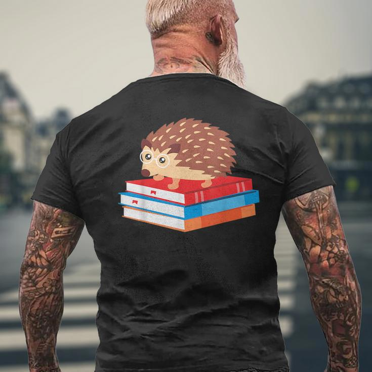 Book Nerd Funny Hedgehog Reading Lover Gift Idea Reading Funny Designs Funny Gifts Mens Back Print T-shirt Gifts for Old Men