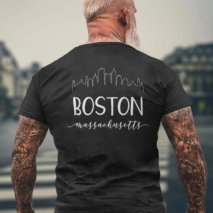 Boston Massachusetts Downtown City Skyline Northeast Men's T-shirt Back Print Gifts for Old Men