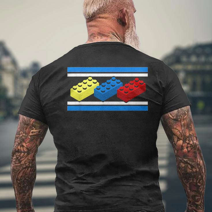 Building Bricks Blocks Master Builder Engineer Construction Men's T-shirt Back Print Gifts for Old Men
