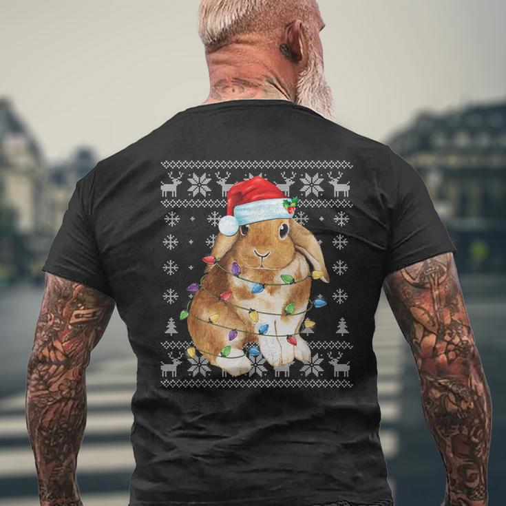Bunny Rabbit Christmas Ugly Sweater Xmas Tree Decor Men's T-shirt Back Print Gifts for Old Men