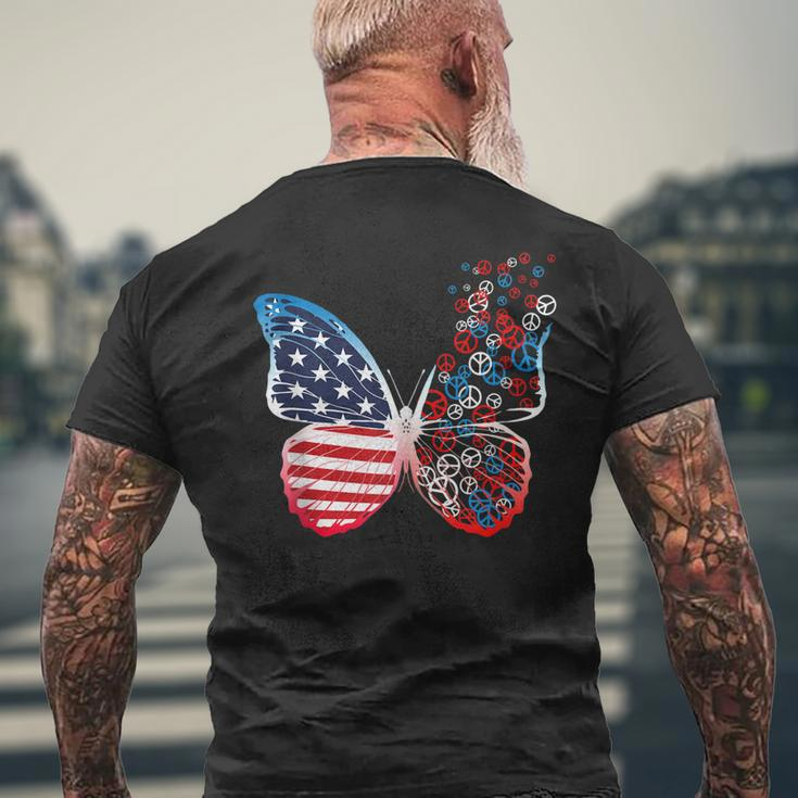 Butterfly Patriotic Peace Signs 4Th Of July Us Flag Mens Back Print T-shirt Gifts for Old Men