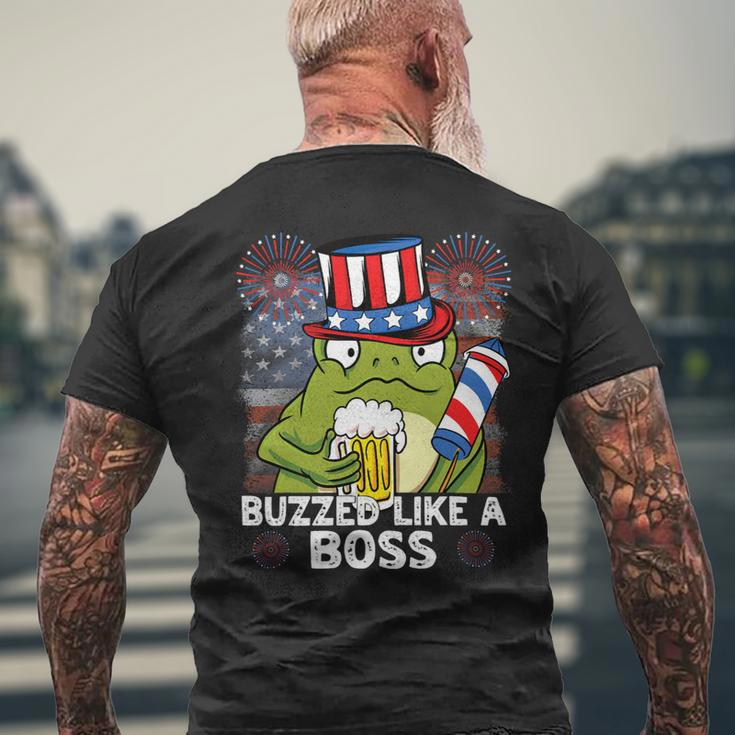 Buzzed Like A Boss 4Th Of July American Flag Frog Men Women Mens Back Print T-shirt Gifts for Old Men