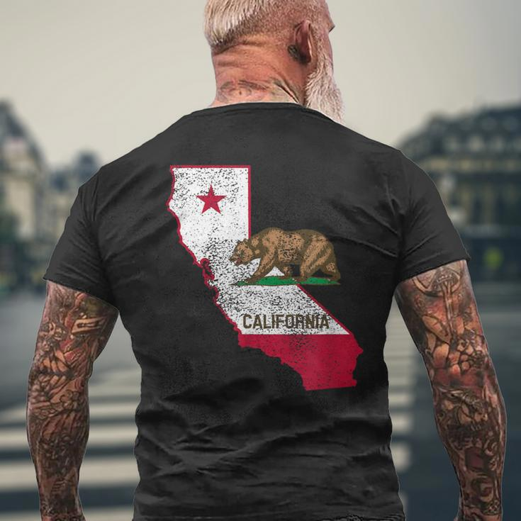 California State Flag And Outline Distressed Men's T-shirt Back Print Gifts for Old Men