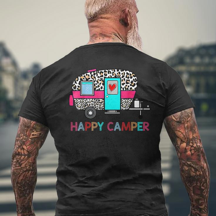 Camper Happy Summer Camp Camping Leopard Funny Glamping Camping Funny Gifts Mens Back Print T-shirt Gifts for Old Men
