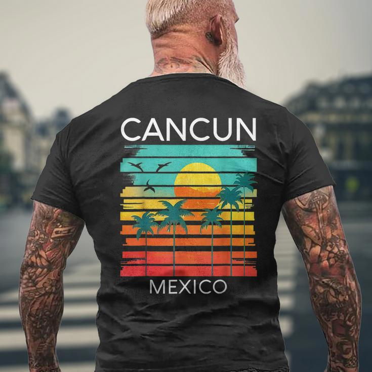 Cancun Mexico Retro Mexican Resort Vacation Summer Trip 2023 Mens Back Print T-shirt Gifts for Old Men