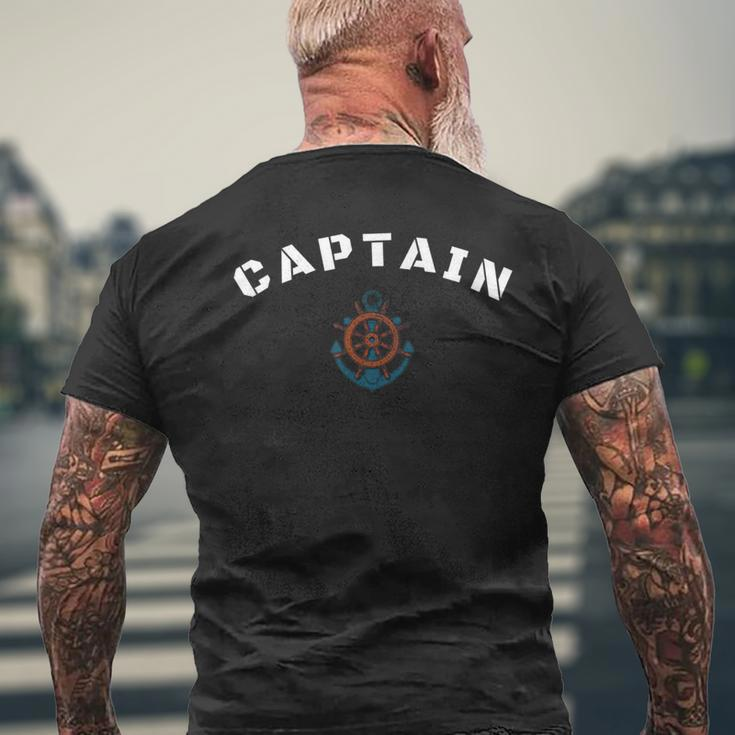 Captain Ships Wheel And Anchor Sailing Boat Mens Back Print T-shirt Gifts for Old Men