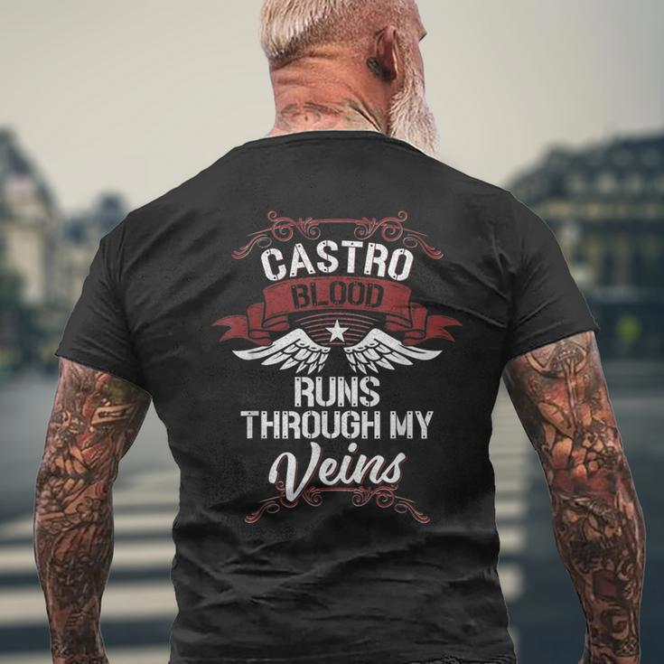 Castro Blood Runs Through My Veins Last Name Family Men's T-shirt Back Print Gifts for Old Men