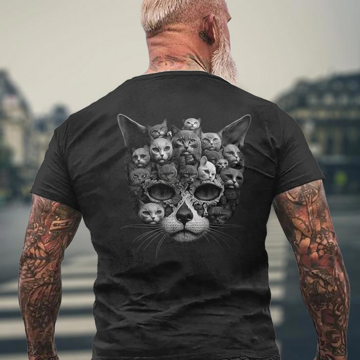 Cat Skull - Halloween Costume Skull Cat Mens Back Print T-shirt Gifts for Old Men