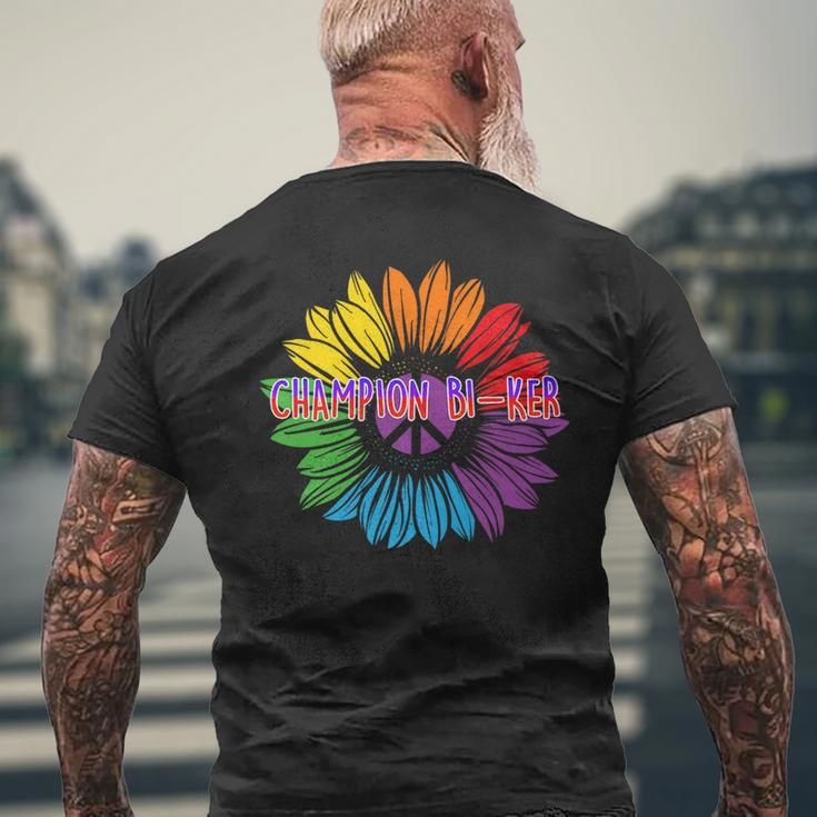 Champion Biker Bisexual Lgbtq Bi Pride Biking Funny Mens Back Print T-shirt Gifts for Old Men
