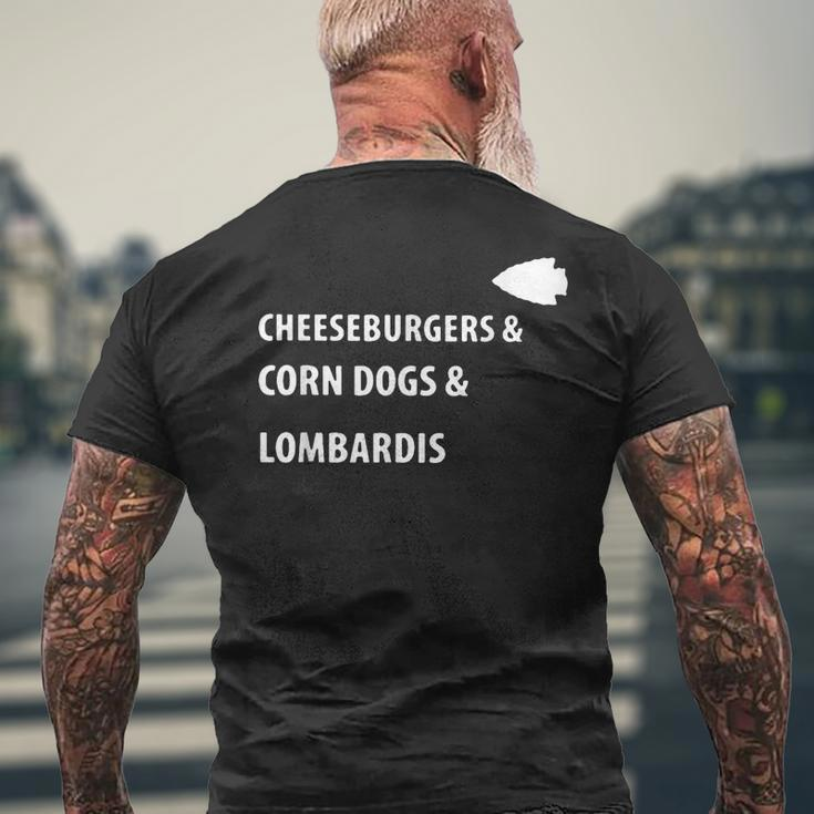 Cheeseburgers Corn Dogs Lombardis Mens Back Print T-shirt Gifts for Old Men