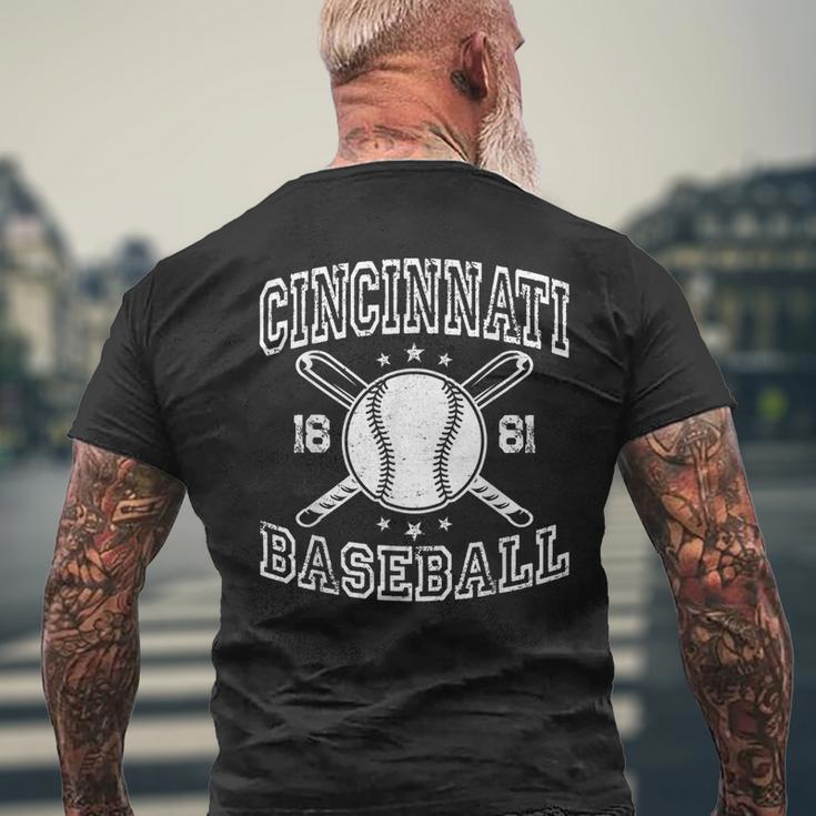 Cincinnati Retro Ohio Vintage Baseball Pride Us State Mens Back Print T-shirt Gifts for Old Men