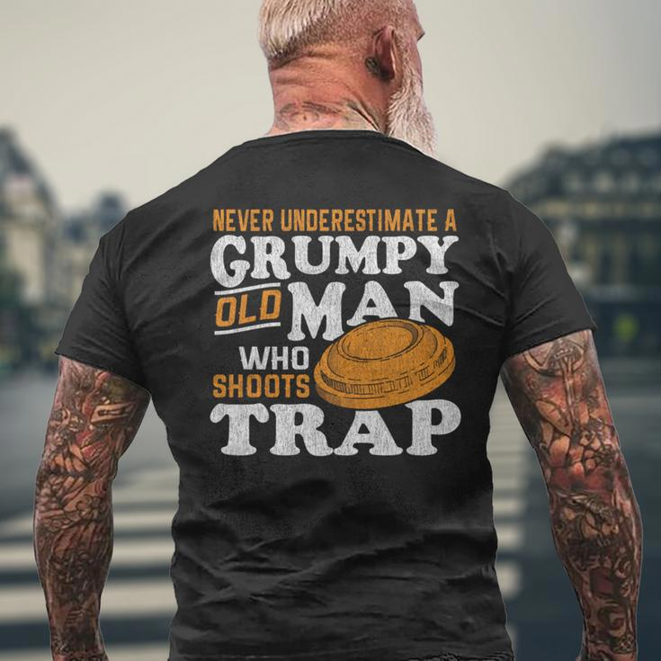 Clay Target Shooting Never Underestimate Grumpy Old Man Trap Mens Back Print T-shirt Gifts for Old Men