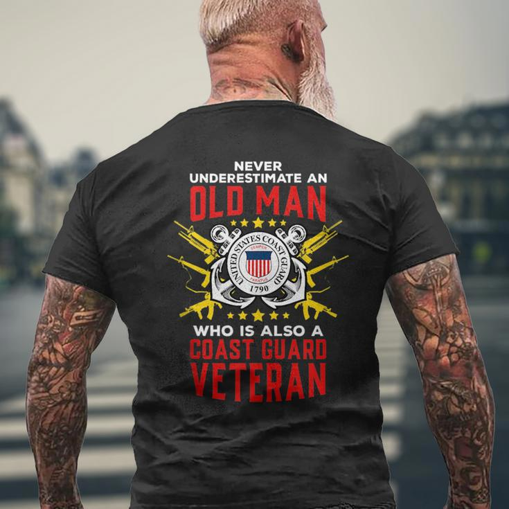 Coast Guard Never Underestimate An Old Man D4 Gun Flag Mens Back Print T-shirt Gifts for Old Men