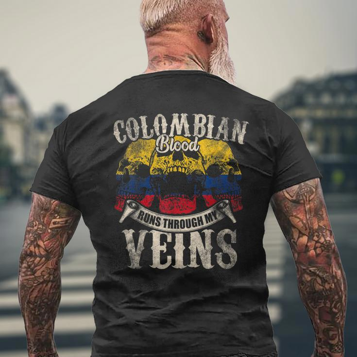 Colombian Blood Runs Through My Veins Men's T-shirt Back Print Gifts for Old Men