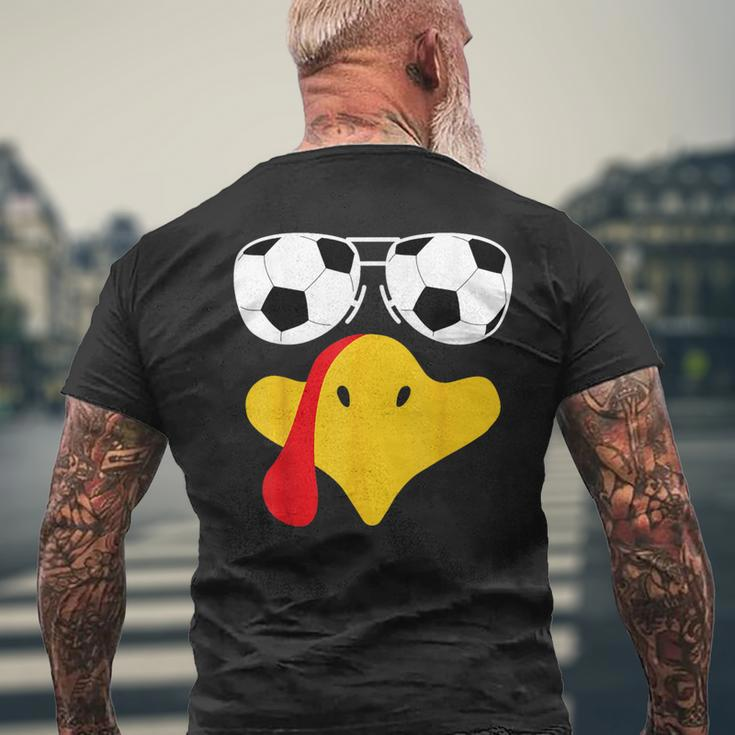 Cool Turkey Face With Soccer Sunglasses Thanksgiving Men's T-shirt Back Print Gifts for Old Men