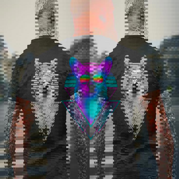 Corgi Dog With Sunglasses Vintage Retro Vaporwave Beach Vibe Mens Back Print T-shirt Gifts for Old Men Corgi Dog With Sunglasses Vintage Retro Vaporwave Beach Vibe Mens Back Print T-shirt Gifts for Old Men