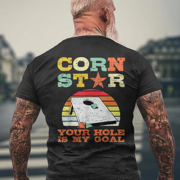 Corn Star Your Hole Is My Goal Vintage Cornhole Player Men's Back Print T-shirt Gifts for Old Men