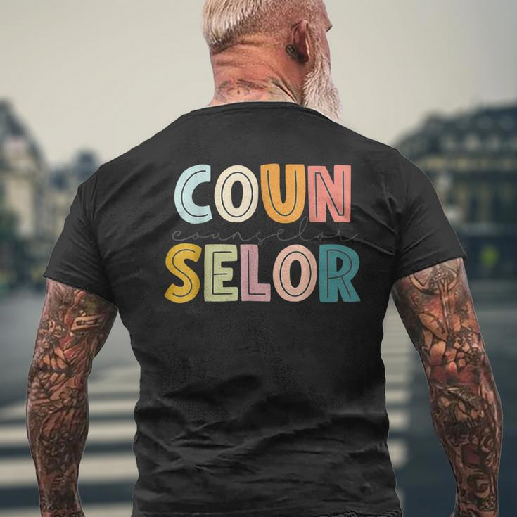 Counselor Alphabet Back To School First Day Of School Team Men's T-shirt Back Print Gifts for Old Men