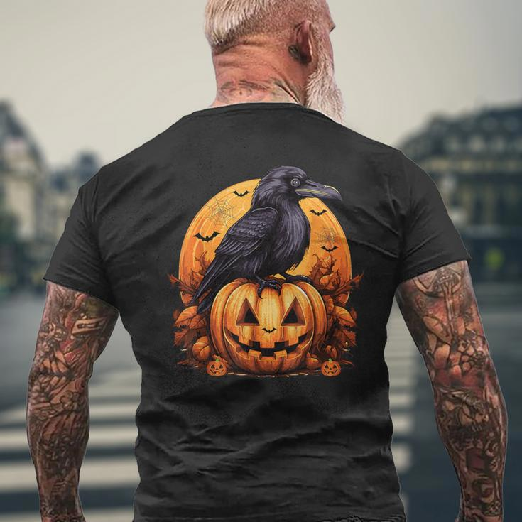 Crow Bird On Pumpkin Crow And Jack O Lantern Halloween Party Men's T-shirt Back Print Gifts for Old Men