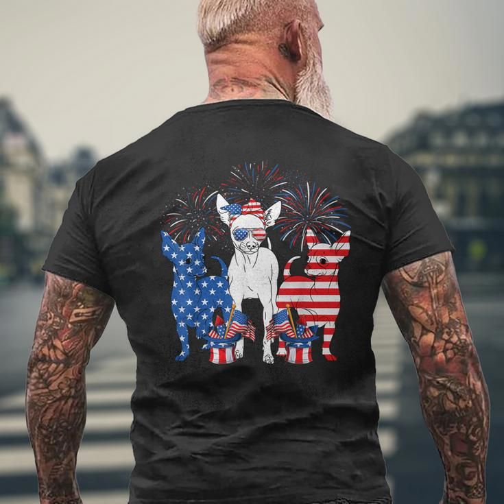 Cute Chihuahua Dogs American Flag Indepedence Day July 4Th Mens Back Print T-shirt Gifts for Old Men