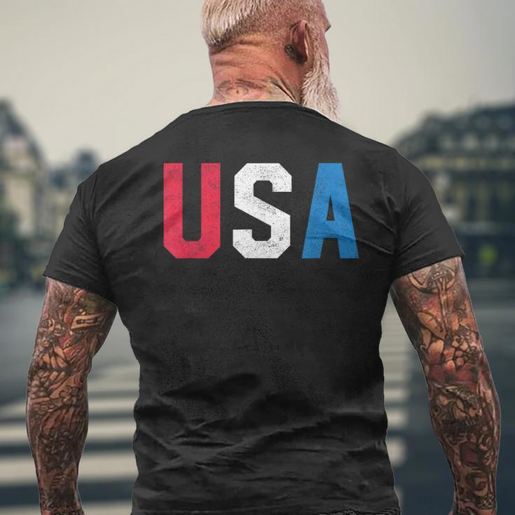 Cute Usa Red Blue 4Th Of July Top Mens Back Print T-shirt Gifts for Old Men