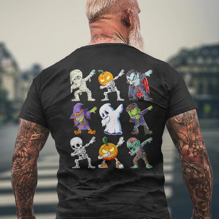 Dabbing Skeleton Pumpkin Ghost Halloween Humor Novelty Men's T-shirt Back Print Gifts for Old Men