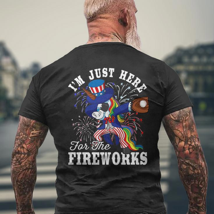 Dabbing Unicorn Uncle Sam Baseball 4Th Of July Usa Patriotic Mens Back Print T-shirt Gifts for Old Men
