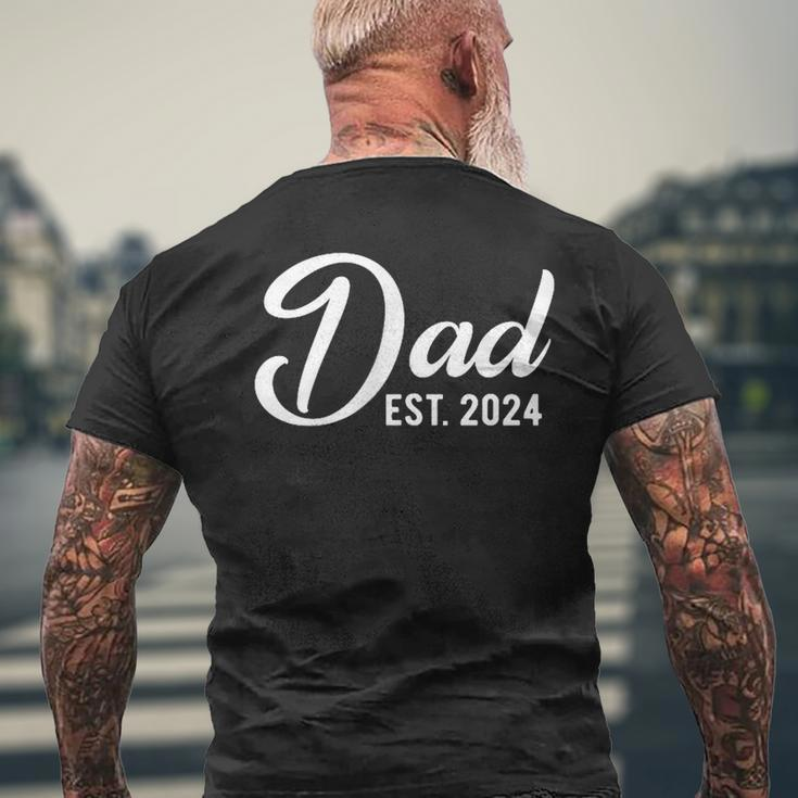 Dad Est 2024 First Fathers Day 2024 Promoted To Daddy Mens Back Print T-shirt Gifts for Old Men