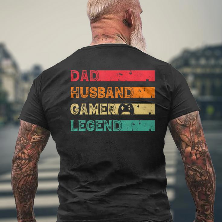 Dad Husband Gamer Legend Vintage Gamer Gaming Fathers Day Mens Back Print T-shirt Gifts for Old Men