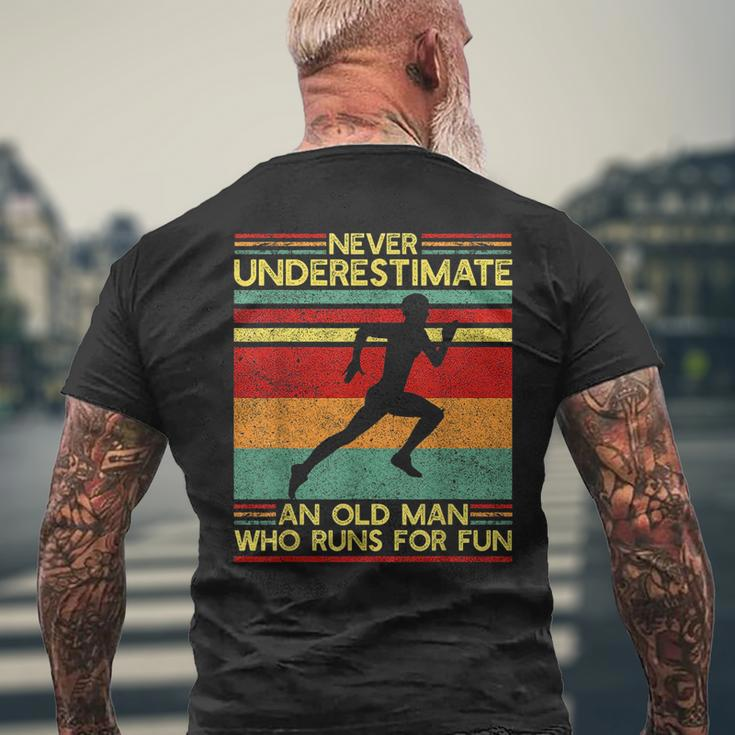 Dad Love Never Underestimate An Old Man Who Runs For Fun Mens Back Print T-shirt Gifts for Old Men