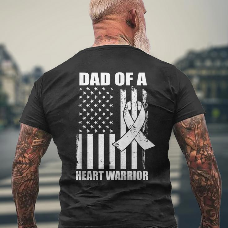 Dad Of A Heart Warrior Heart Disease Awareness Mens Back Print T-shirt Gifts for Old Men