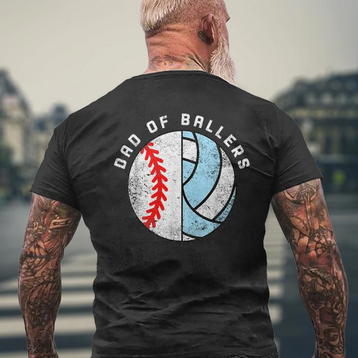 Dad Of Ballers Funny Baseball Volleyball Dad Daddy Papa Mens Back Print T-shirt Gifts for Old Men