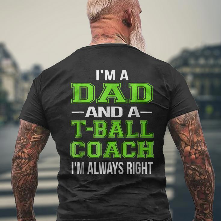 Dad Tball Coach Ball Coach Men's Back Print T-shirt Gifts for Old Men